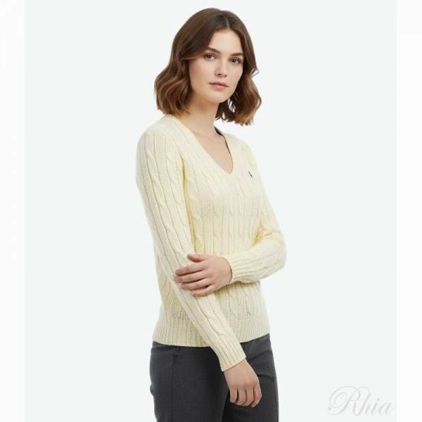 폴로랄프로렌 포니로고 자수 피마코튼 브이넥 니트 211971870011 - Polo Ralph Lauren
