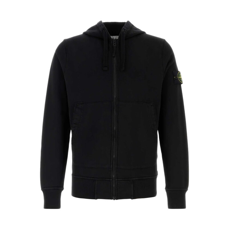 26SS 와펜 패치 오가닉 코튼 후드집업 블랙 L1S15 6100061 S0051 V0029 - Stone Island