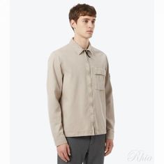 스톤아일랜드 26SS 1200008 브러쉬드 오가닉 코튼 캔버스 올드 이펙트 레귤러 핏 집업 오버셔츠 L1S15 S00WN V019A 포켓 디테일 썸네일 1