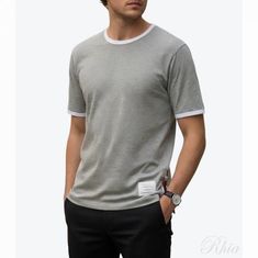 톰브라운 26SS 사이드 트리밍 링거 반팔티 MJS083A 00042 055 썸네일 1