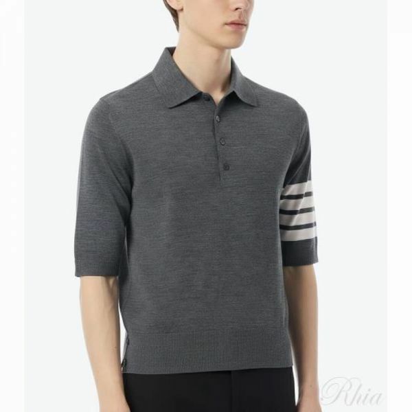 톰브라운 26SS 파인 메리노 울 4바 폴로 MKP048A Y1014 035 - Thom Browne