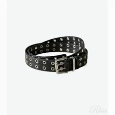가니 26SS 블랙 더블 아일렛 벨트 A6586 099 썸네일 1
