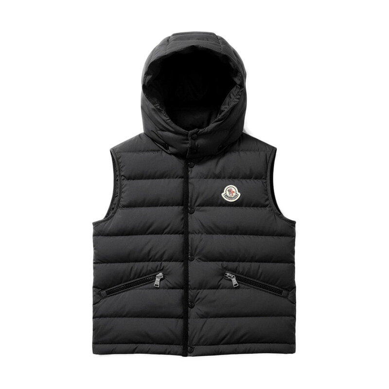 키즈 여성 카난 CANAN 로고 패치 후드스냅 패딩베스트 블랙 1A000 09 597YW 999 - Moncler