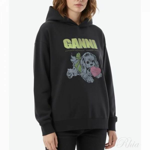 가니 다크 그레이 퍼피 후디 T4360 252 - Ganni