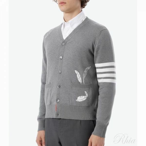톰브라운 페더 인타르시아 4바 가디건 MKC594A Y3039 055 - Thom Browne