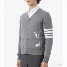 톰브라운 페더 인타르시아 4바 가디건 MKC594A Y3039 055 썸네일 1