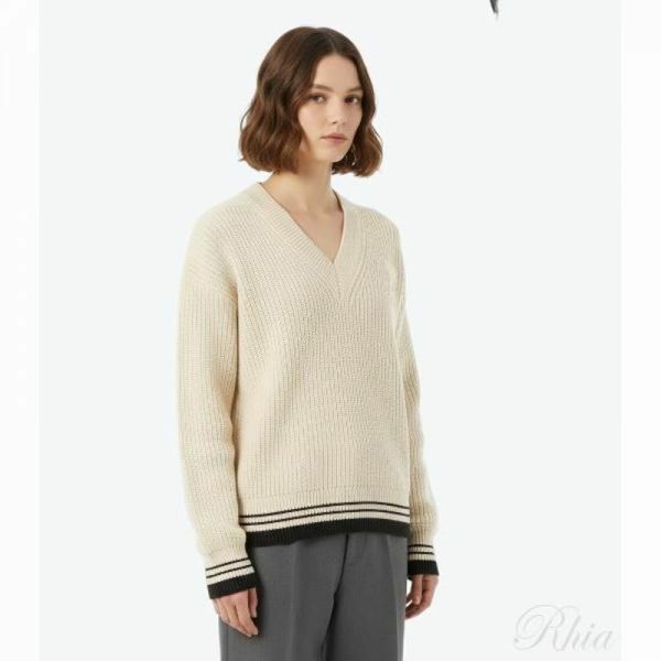 아미 26SS 립 울 브이넥 드 꾀흐 스웨터 UKS864 KN0161 136 - Ami