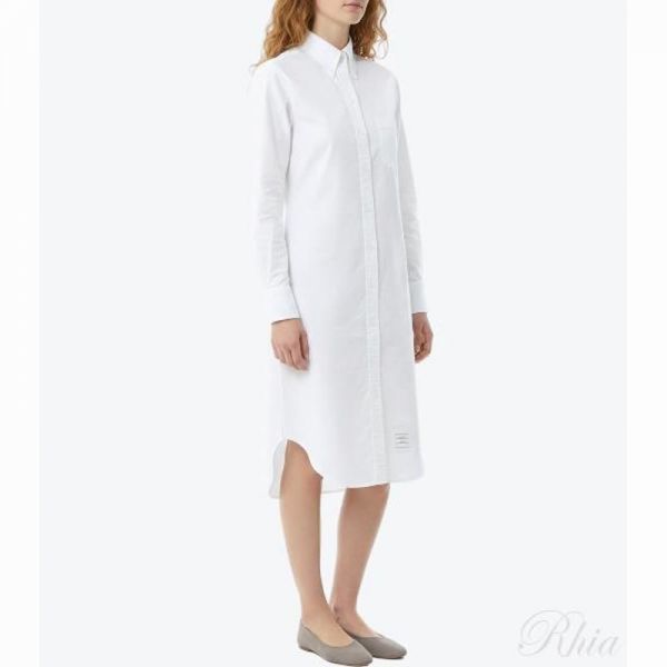 톰브라운 26SS 옥스포드 코튼 버튼 셔츠 드레스 FDS001A 06177 100 - Thom Browne