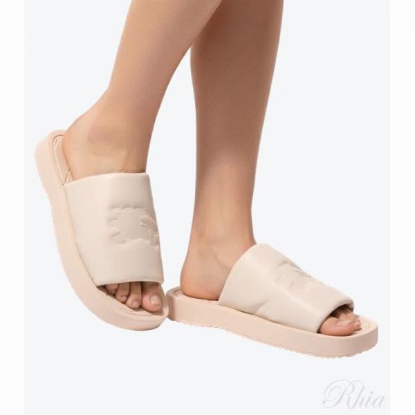 버버리 레더 샌들 On 러버 쏠 8081720 EKD 슬랩 슬라이드 - Burberry