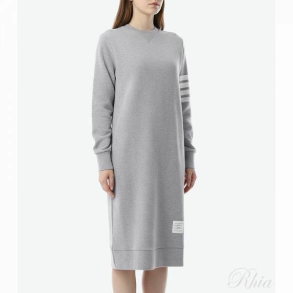 톰브라운 4바 스트라이프 RWB 탭 루프백 원피스 FJD056A 00535 055 - Thom Browne