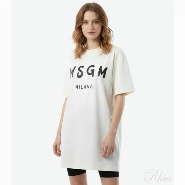 MSGM 브러쉬드 로고 반팔 원피스 2000MDA510 200002 02 - MSGM