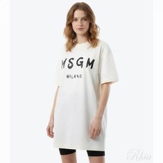 MSGM 브러쉬드 로고 반팔 원피스 2000MDA510 200002 02 썸네일 1