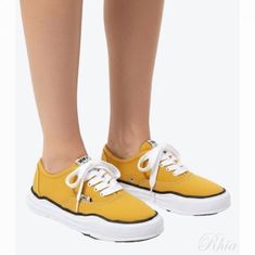 미하라야스히로 베이커 OG 솔 캔버스 로우탑 스니커즈 A02FW704 옐로우 썸네일 1