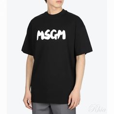 MSGM 클라우드 로고 반팔 티셔츠 3640MM131 247002 99 썸네일 1
