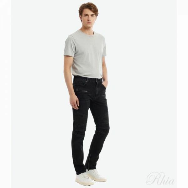 발망 26SS 블랙 워시 레귤러 바이커 데님 팬츠 GH1MI105DG13 0PC - Balmain