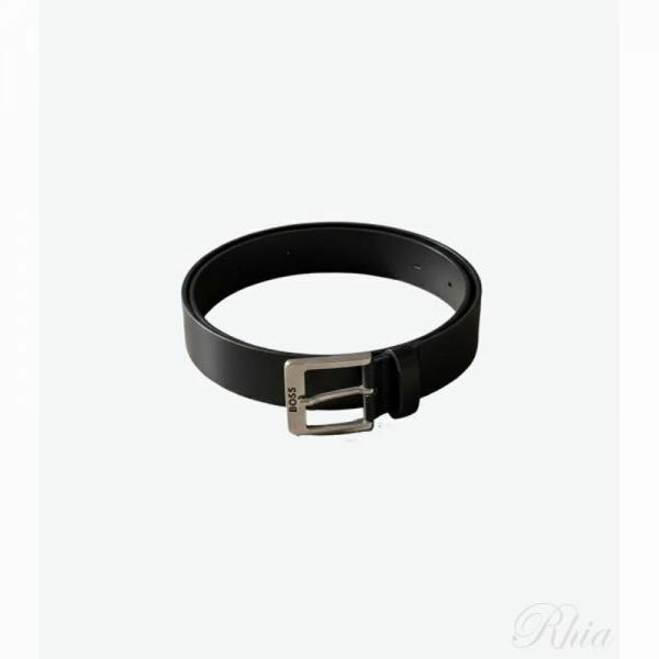 휴고보스 26SS 버팔로 레더 벨트 위드 로고 버클 in 실버 하드웨어 50512795 001 가죽 - Hugo Boss