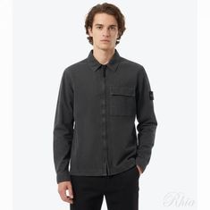 스톤아일랜드 26SS 1200008 브러쉬드 오가닉 코튼 캔버스 올드 이펙트 레귤러 핏 집업 오버셔츠 L1S15 S00WN V0165 포켓 디테일 썸네일 1
