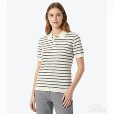 아페쎄 26SS 스트라이프 쇼츠 슬리브 PK 니트 COHLP H23473 TAT 반팔 썸네일 1