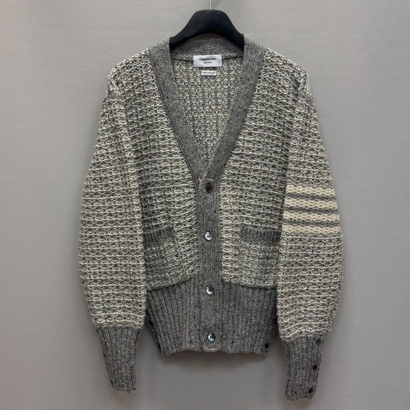 톰브라운 사선완장 모헤어 트위드 클래식 가디건 ( 100 )  - Thom Browne