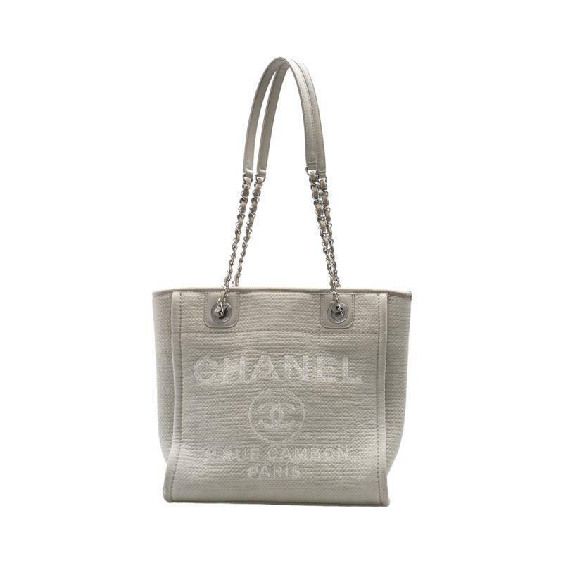 베이지그린 패브릭 도빌 은장 체인 스몰 숄더백 - Chanel