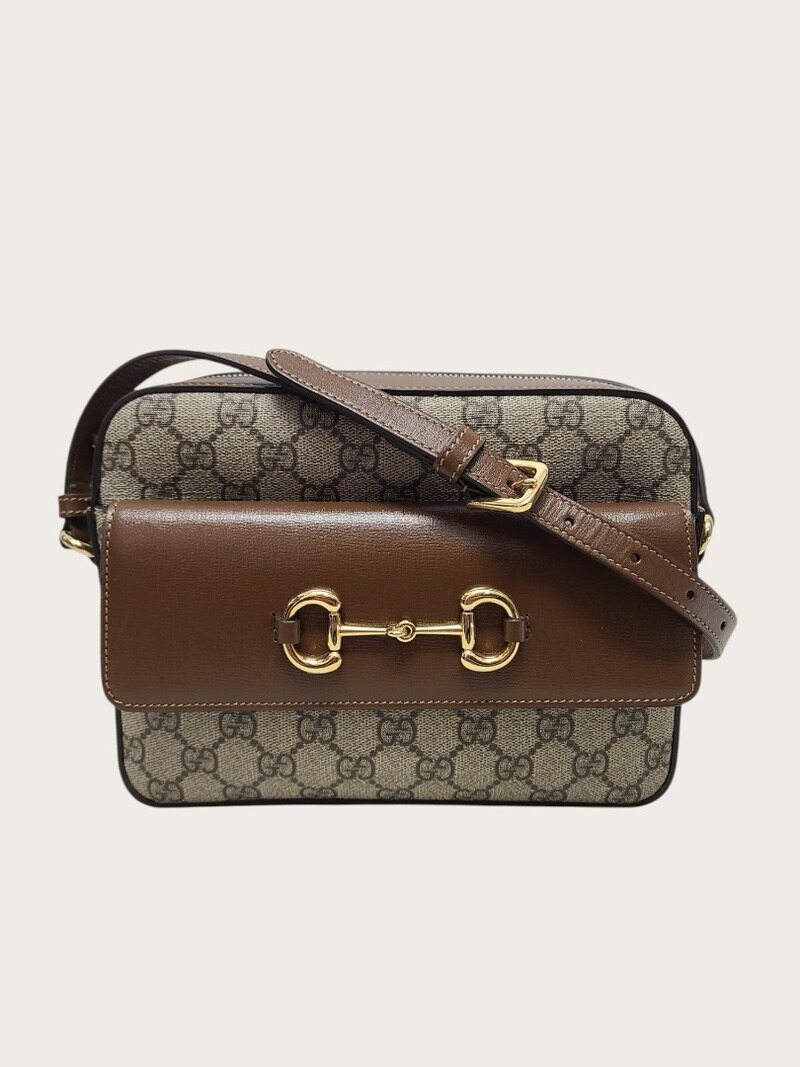 [중고명품/루이스잇] 구찌 브라운 GG 슈프림 1955 홀스빗 스몰 숄더백 - Gucci