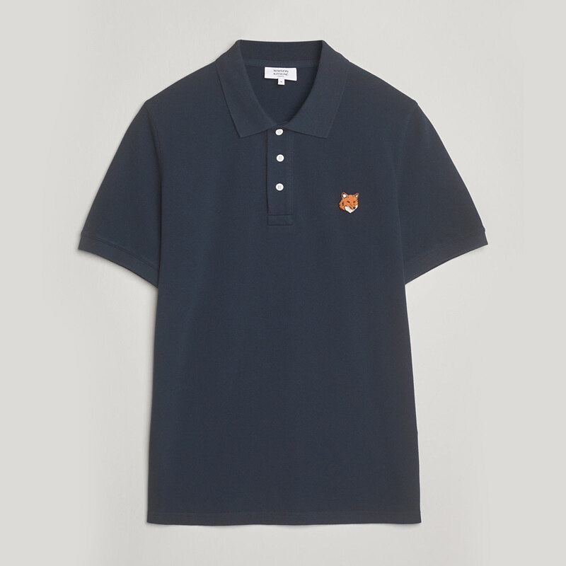 25FW 메종키츠네 폭스헤드 레귤러 폴로 반팔티셔츠 블루 PM00209KP0002 0413 - Maison Kitsune