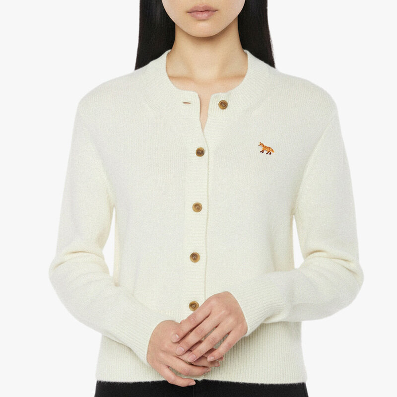 FW 베이비 폭스 램스울 피티드 가디건 에크루 PW00506KT1006 0383 - Maison Kitsune