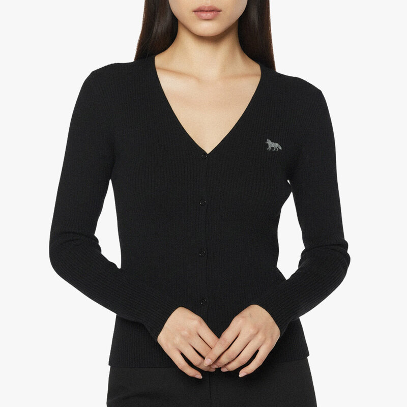 FW 베이비 폭스 파인 립 가디건 블랙 PW00513KT1155 P199 - Maison Kitsune