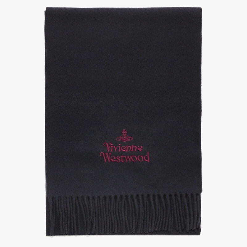 F/W 자수 로고 머플러 네이비 81030007 W00Q7 K410 - Vivienne Westwood