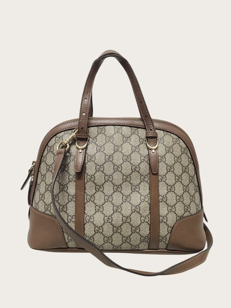 [중고명품/루이스잇] 구찌 브라운 GG 슈프림 탑핸들 돔 토트 숄더백 - Gucci