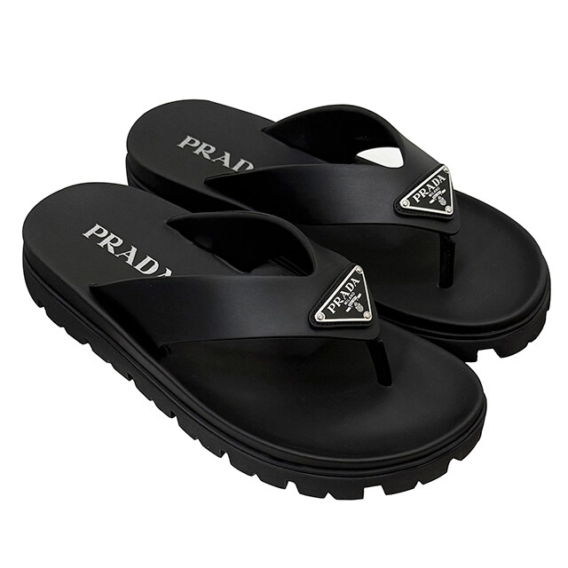 더팩토리 26SS 프라다 남성 삼각 로고 러버 스트랩 샌들 / 블랙 (2Y3130 3LKK F0002) - Prada