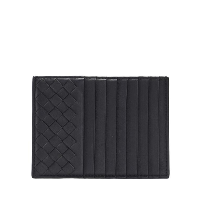 블랙 램스킨 인트레치아토 공용 카드지갑 - Bottega Veneta
