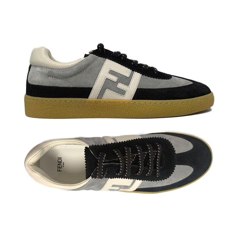 키즈 FF 로고 패치 스포츠 스니커즈 블랙/그레이 JMR524 AUEG F1T0F - Fendi