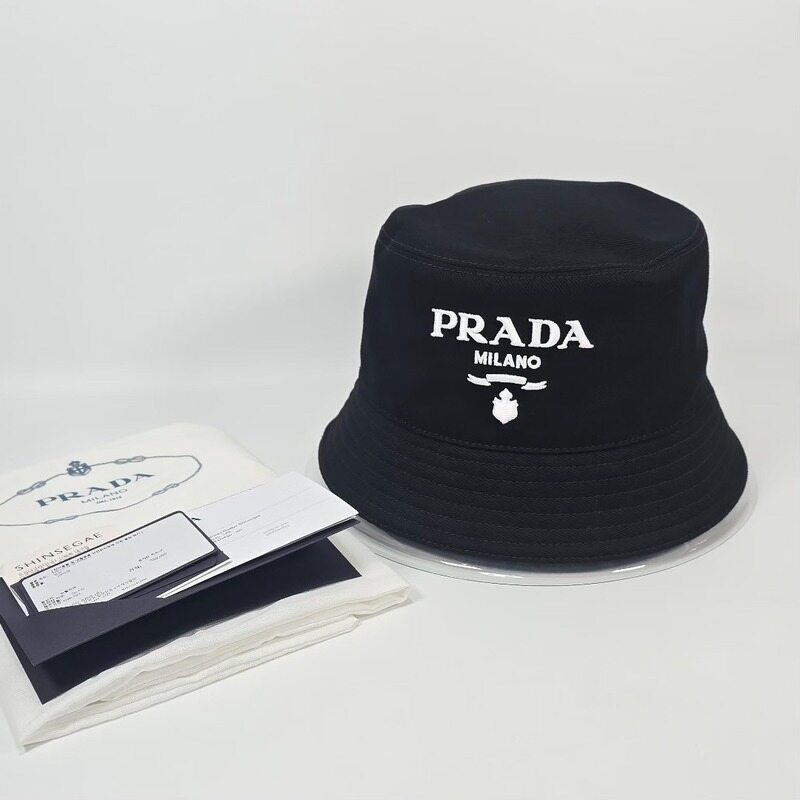 프라다 자수로고 코튼 버킷햇 ( M 58cm )  - Prada