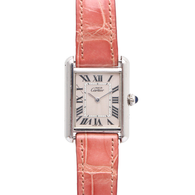 까르띠에 실버 머스트 드 스몰 쿼츠 가죽밴드 여성 시계kk07561483 - Cartier