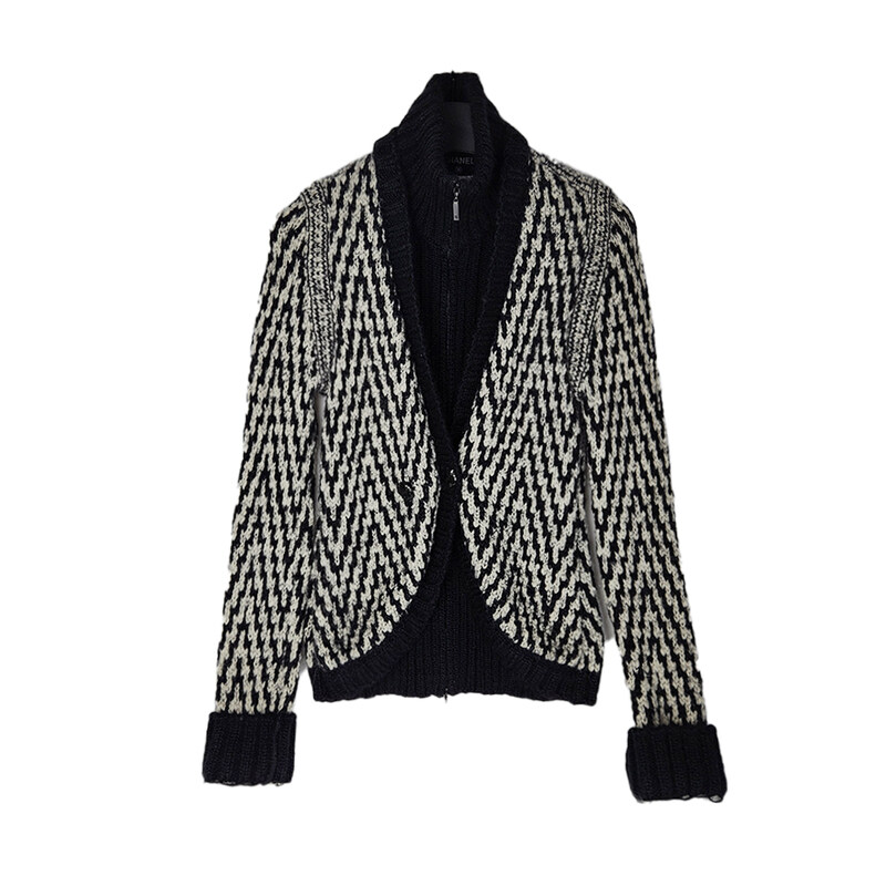 샤넬 헤링본 울 집업 니트 P39227K2771 I(36) 여성 캐주얼 자켓 319603205 - Chanel