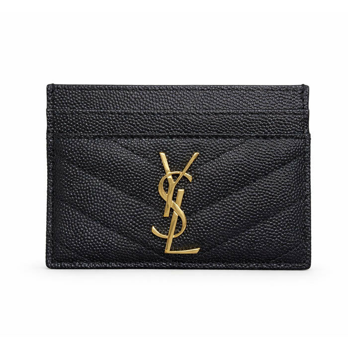 생로랑 금장 카산드라 마틀라세 카드지갑 423291 BOW01 1000 - Saint Laurent