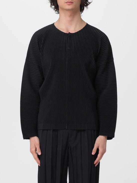 26SS 옴므 플리세 이세이 미야케 긴팔 티셔츠 HP66JK02315 BLACK DOM - Issey Miyake