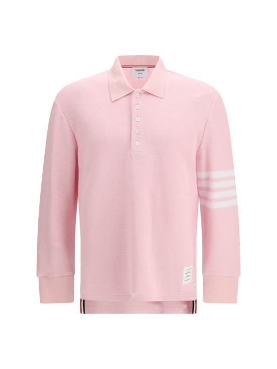26SS 톰브라운 텍스쳐드 피케 4바 롱슬리브 폴로셔츠 MJP234A J0248 680 LIGHT PINK DOM - Thom Browne