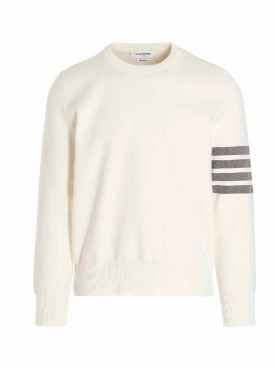 26SS 톰브라운 코튼 크레이프 4바 풀오버 MKA202A 00219 100 WHITE DOM - Thom Browne