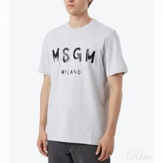 MSGM 브러쉬드 로고 반팔 티셔츠 2000MM510 200005 94 썸네일 1