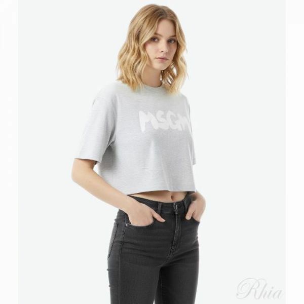 MSGM 클라우드 로고 크롭 티셔츠 3641MDM100 247005 94 - MSGM