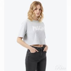 MSGM 클라우드 로고 크롭 티셔츠 3641MDM100 247005 94 썸네일 1