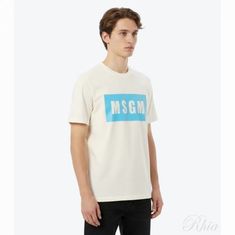 MSGM 박스 로고 반팔 티셔츠 3640MM520 247002 02 썸네일 1