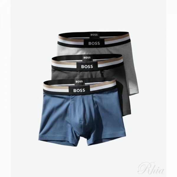 휴고보스 쓰리 팩 of 코튼 블렌드 트렁크 위드 시그니처 스트라이프 50516542 981 3개 세트 - Hugo Boss