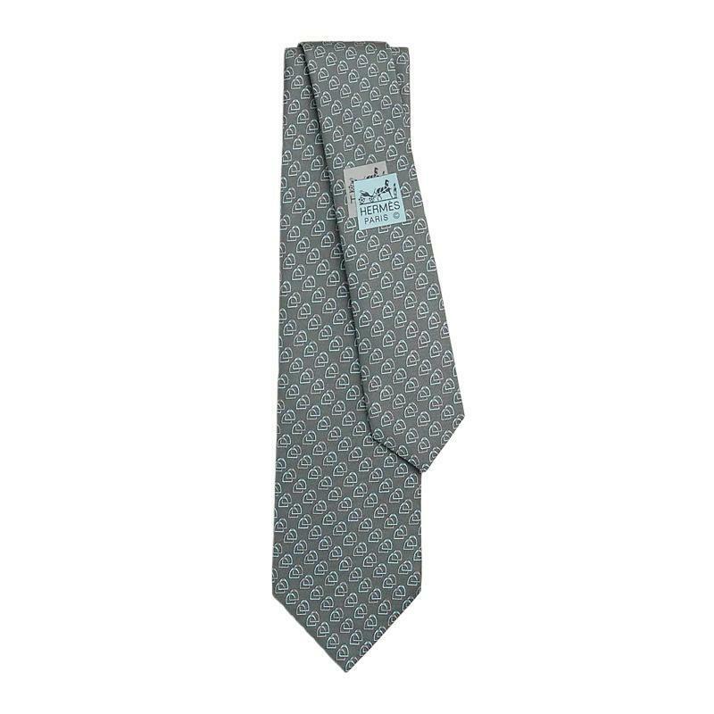 에르메스 Double Jeu tie 실크 남성 넥타이 그리 H006415T 07 - Hermes