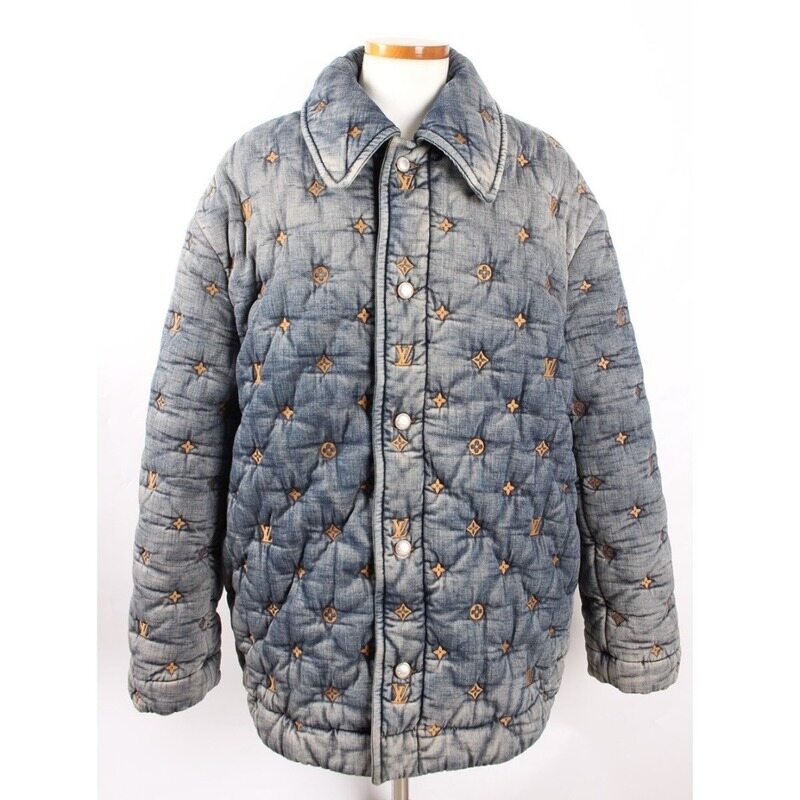 루이비통 한정판 데님 모노그램 오버 셔츠 패딩 XL(105~110) - Louis Vuitton