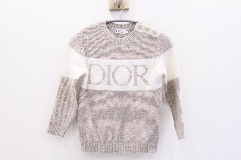 크리스찬 디올 키즈 DIOR 로고 울 견장 버튼 6y 남성 니트 - Christian Dior