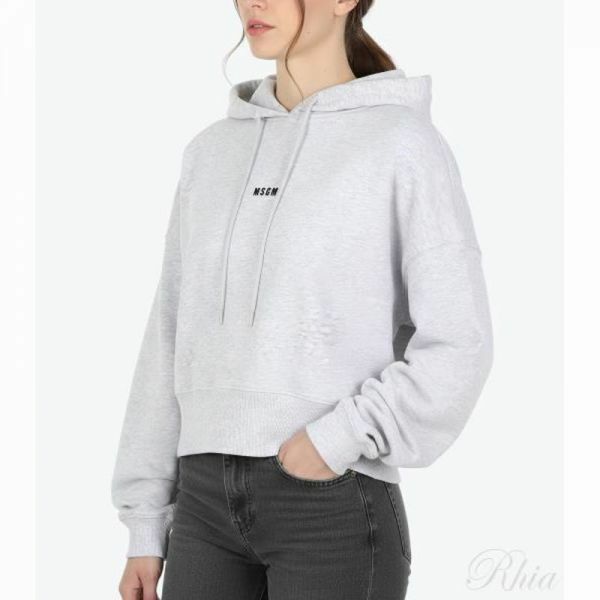 MSGM 마이크로 로고 크롭 후드 티셔츠 2000MDM509 200003 94 - MSGM
