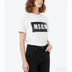 MSGM 박스 로고 반팔 티셔츠 2000MM520 200002 01 썸네일 1